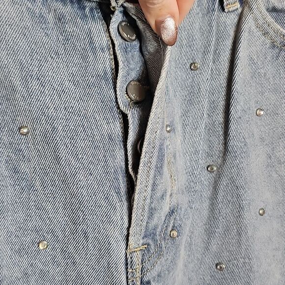 Simple Society AB Rhinestone Studded High Rise Button Fly Straight Denim Jean 31 - Picture 6 of 12